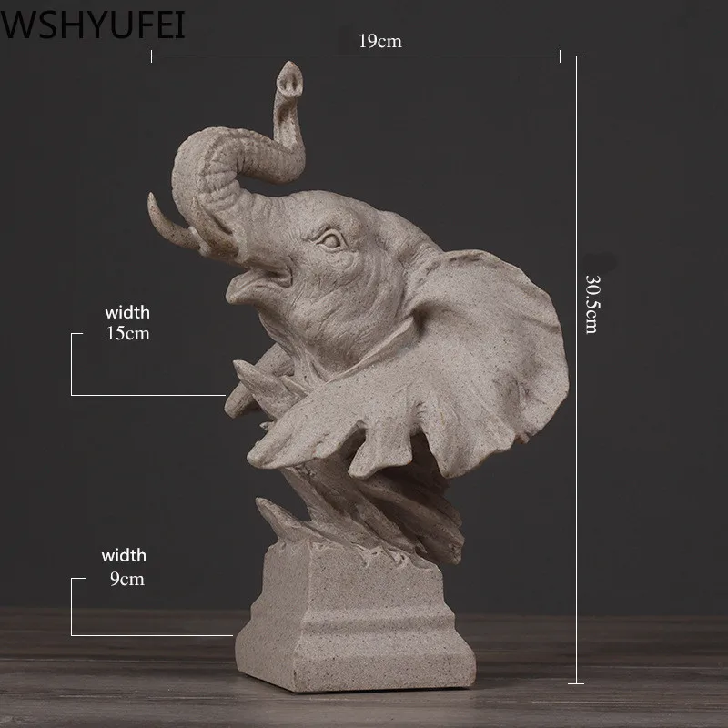 

WSHYUFEI Creativity Elephant statue animal model Ornament Home Office Retro Figurine living room Resin Crafts Desktop Decoration
