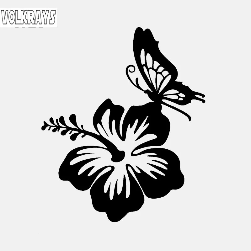 Оригинальные автомобильные наклейки Volkrays гавайский гибискус цветок Бабочка