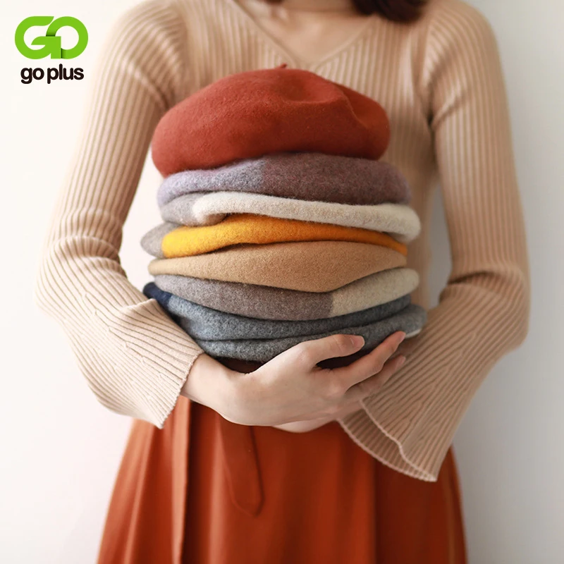 Шерстяные береты GOPLUS шапка в стиле художника женская Корейском винтажные 2020