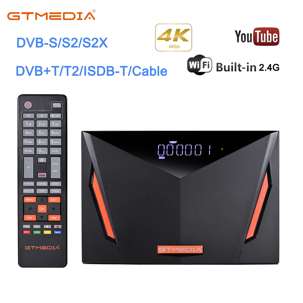 Спутниковый ресивер GTMEDIA V8 UHD DVB S2 2020 встроенный Wi-Fi T2-MI H265 DVB-S/S2/S2X + T/T2/Cable/ATSC-C/ISDBT с