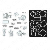marine life fish clear stamps and metal cutting dies for diy decoration craft making greeting card scrapbooking 2021 new arrival