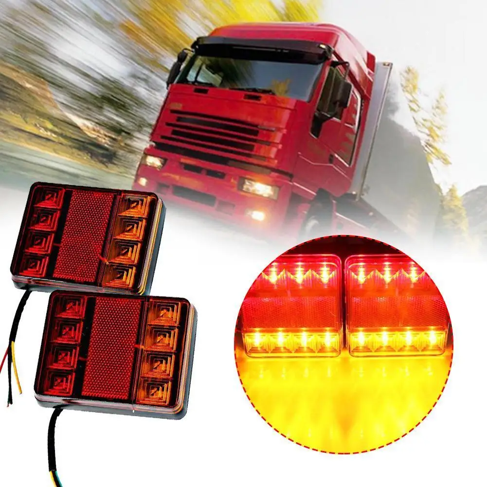 

A Pair 2 Pcs 12V Truck Led Rear Taillights Turn Signal Brake Stop Lamp License Plate Light Rear Reverse