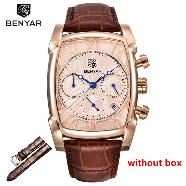 Full gold Топ люксовый бренд мужские s часы BENYAR кварцевые Бизнес наручные часы мужские модные спортивные водонепроницаемые хронограф Relogio Masculino - Цвет: Full gold