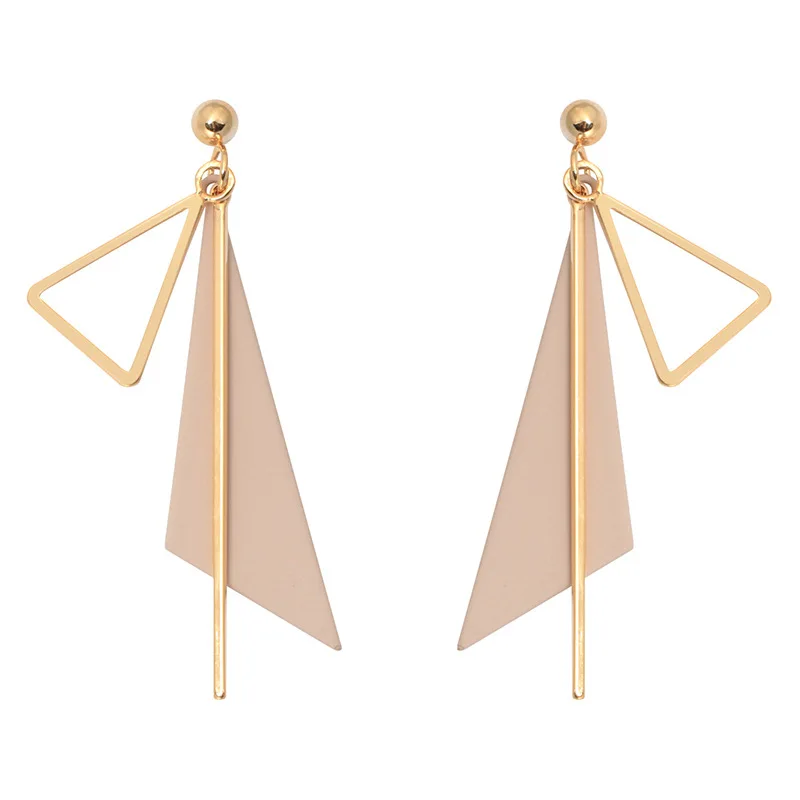 

S925 needle Women Jewelry Dangle Earrings Golden Plating With Trangle Metal Drop Earrings Modern Jewelry Party Gifts For Female