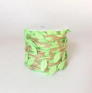 green 10 м/рулон зеленых листьев из мешковины, рулон ленты из натуральной мешковины, hessian джутовая веревка, подвесное украшение, аксессуары для рукоделия - Цвет: green