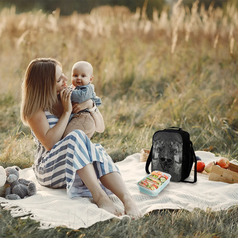 Новые сумки для обеда с изображением волка черепа диких животных путешествий на