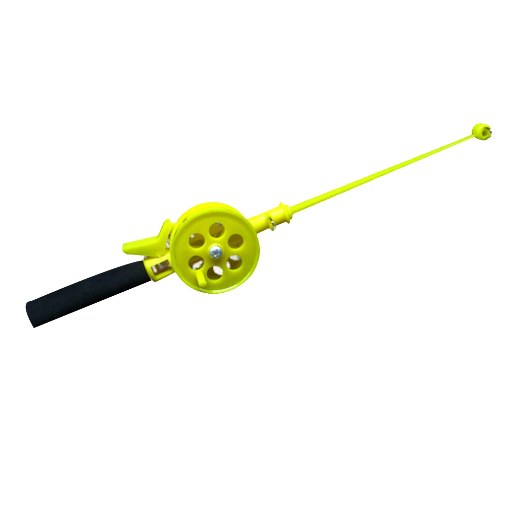 

Mini Ice Fishing Rod with Reel Outdoor 33cm Portable Plastic Beginner Children Lake Pond River Yellow Fishing Tackle Reel Pole