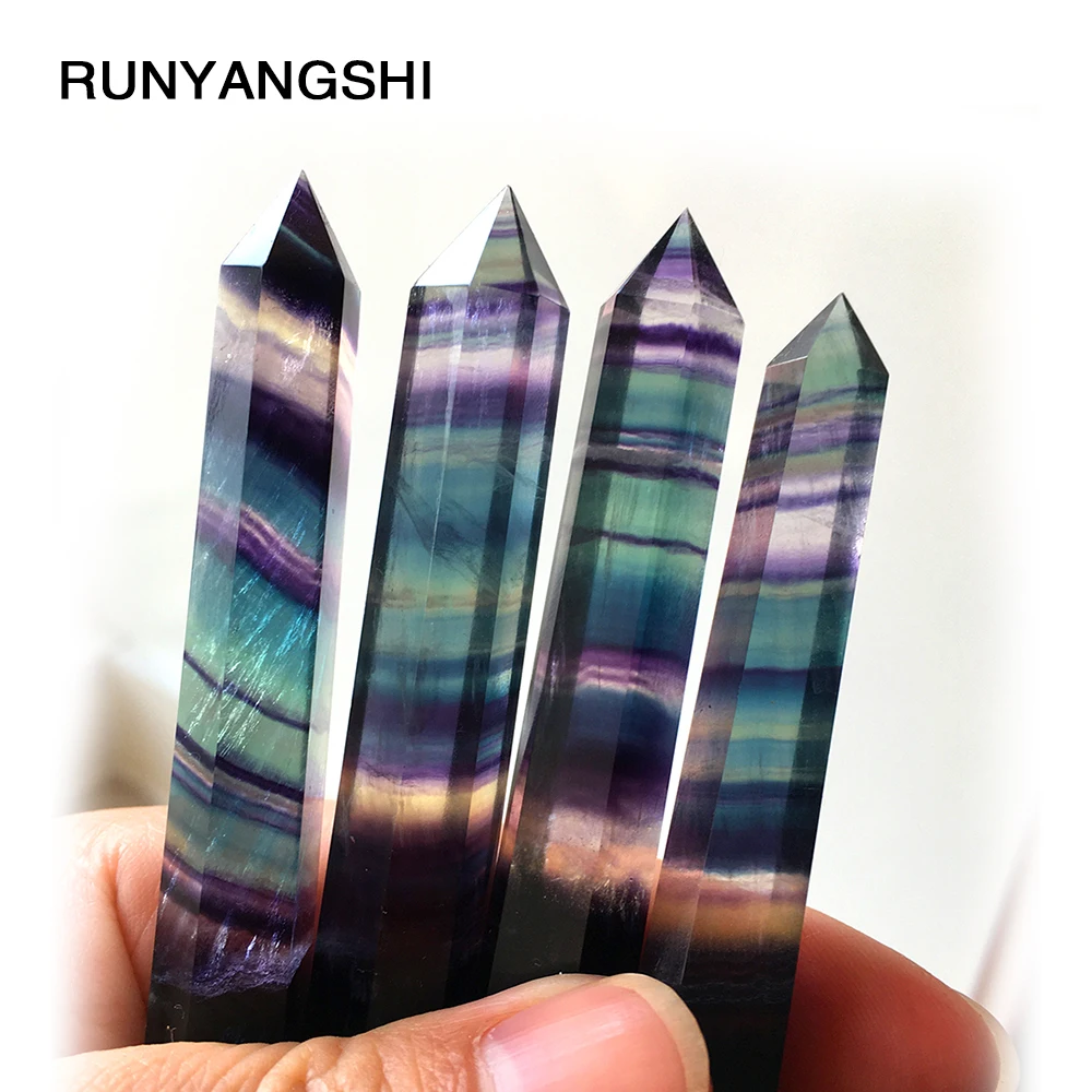 RUNYANGSHI натуральная флюоритовая Хрустальная цветная полосатая флюоритовый кварц