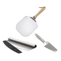 pizza peel pizza cutter and slicer pizza paddle with foldable wooden handle for homemade baking pizza cake dough