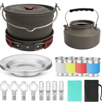 outdoor supplies hot selling camping pot kettle pots cooker teapot combination durable and easy to carry