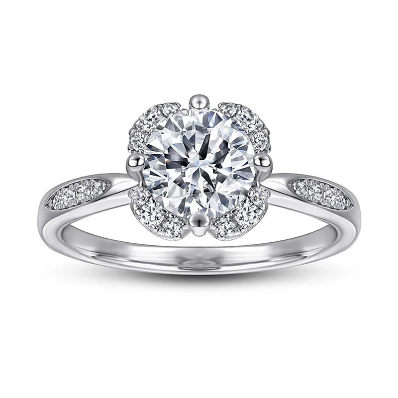 

Noble Rhinestone Women Ring Set Pure 925 Sterling Silver Flower Zircon Wedding Engagement Ring Jewelry Accessories For Party
