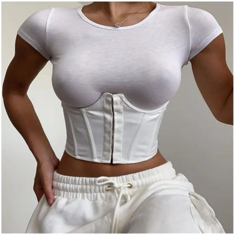 

Sexy Women's Wide Waist Belt Corset Solid Color Tie Bodycon Waspie Belt Clothing Female Costume Decor White/ Black Slim Corset