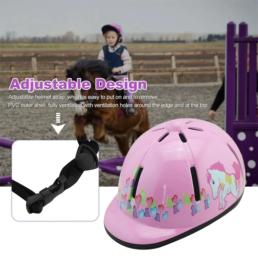 

Boys Girls Equestrian Equipment For Kids Horse Riding Helmet PVC Protective Gear Adjustable Head Circumference Breathable