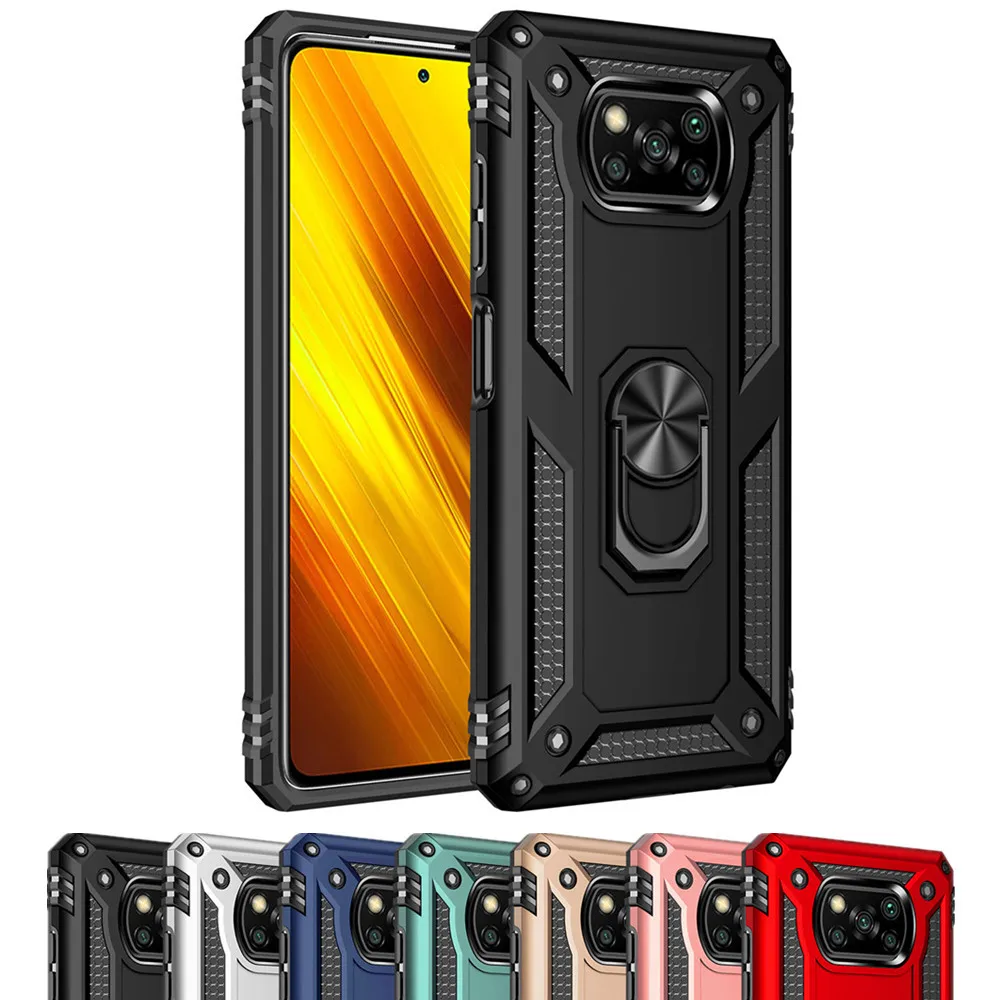 

Shockproof Case For Xiaomi Mi Poco X3 NFC Note 10 9T Pro 9 SE A3 Lite Kickstand Armor Cover For Redmi Note 9 9S 8 7 Pro 8 A Case