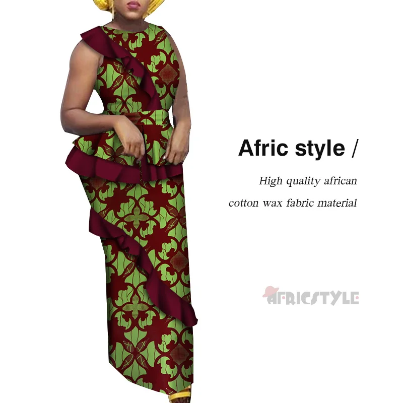 

Дашики Африканский базин богатый драпированный топ и юбка наборы для женщин для офиса Vestidos Африканский комплект из 2 частей юбки Одежда WY6791