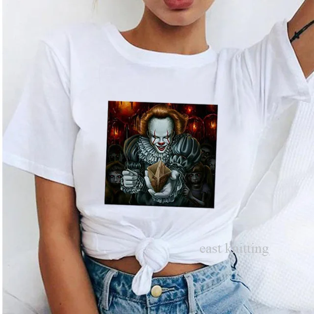 Женская футболка с короткими рукавами ERNESTNM летняя свободная круглым вырезом и