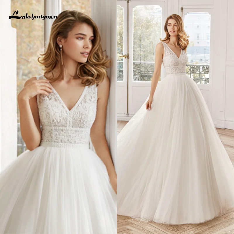 

2021 принцесса свадебное платье es размера плюс изготовленный на заказ, v-образный вырез, открытая спина, кружевное платье А-силуэта с Свадебны...