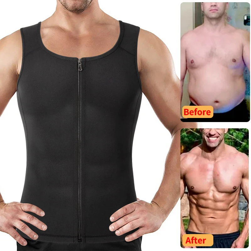 

Men Fitness Waist Trainer Vest Gym Neoprene Sauna Suit Sweat Abdomen Body Shaper Slimming Belt Compression Shirt for Weight Loss