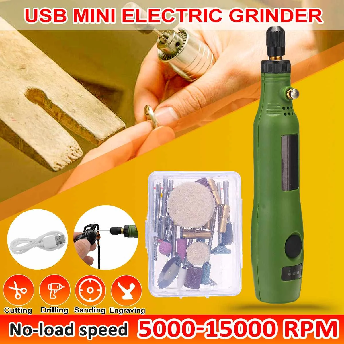 

Power Tools USB Electric Mini Drill with 0.5-3.2 Grinding Accessories Set Multifunction Mini Engraving Pen For Dremel Tools