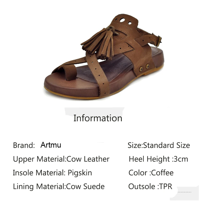 Женские винтажные босоножки ручной работы на толстой платформе из натуральной