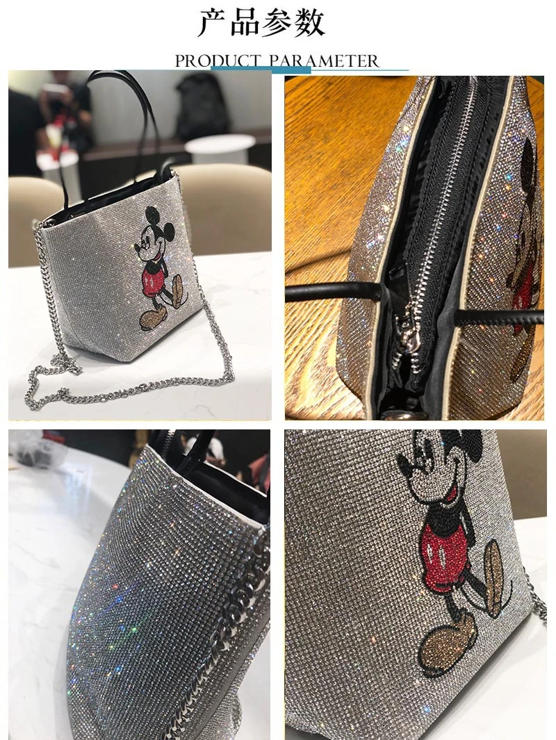

2021 New Disney Woman Shoulder Bag Mickey Print Handbag Donald Duck Cartoon Tote Bag High Quality Large Capacity Shopping Bag