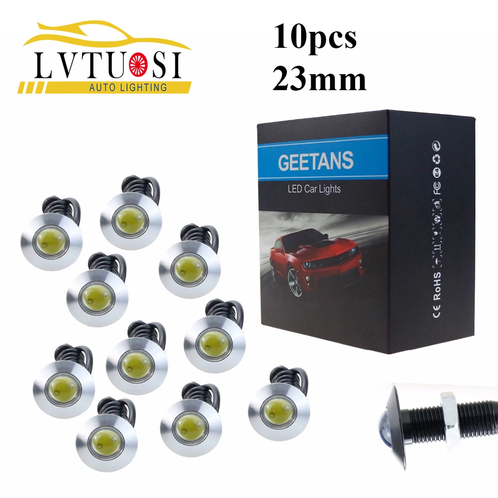 

LVTUSI 10PCS Eagle Eye Lamp Ultra Thin 23mm Daytime Running Lights Parking Reversing Warning Light black/sliver Led DC