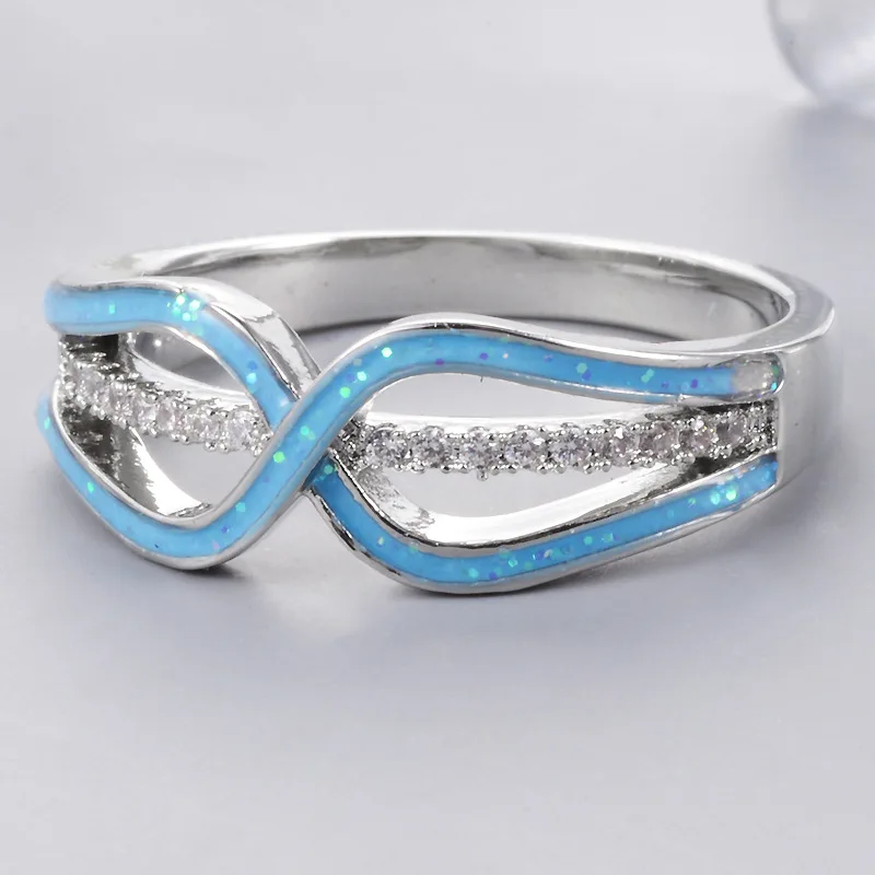 Modyle New Blue Fire Opal Pink Zircon Cubic Zirconia White Gold Color Wholesale Hot for Women Jewelry Ring Rhod ring mens | Украшения и
