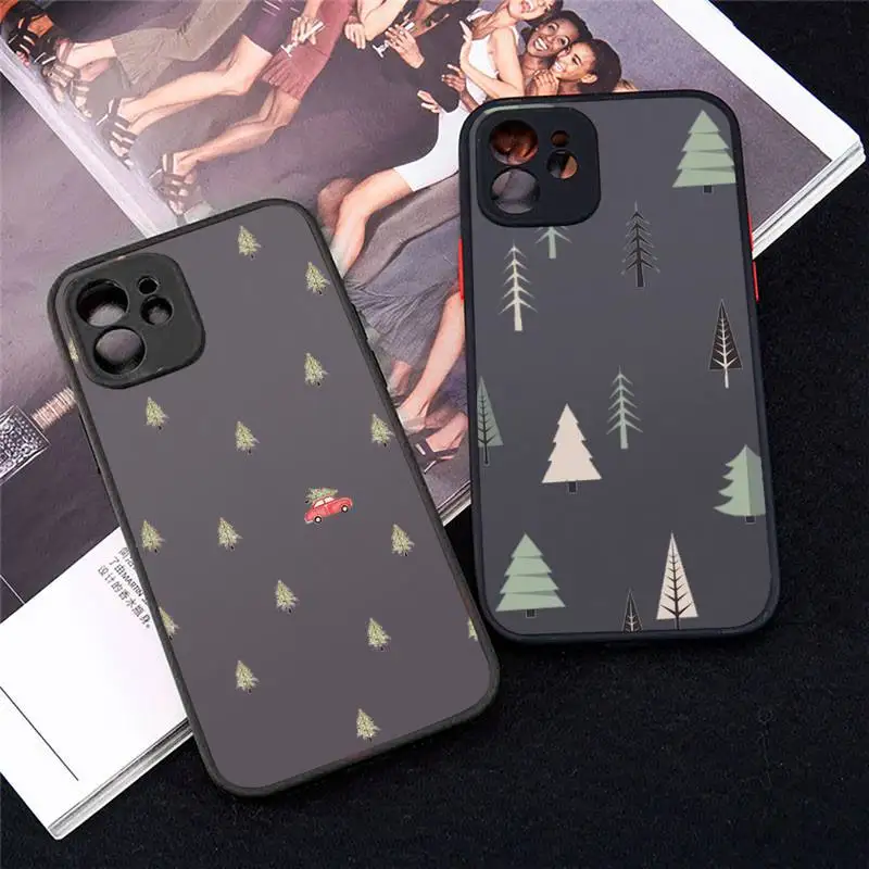 

Christmas tree Phone Case Matte Transparent for iPhone 7 8 11 12 s mini pro X XS XR MAX Plus Clear mobile bag soft sapa