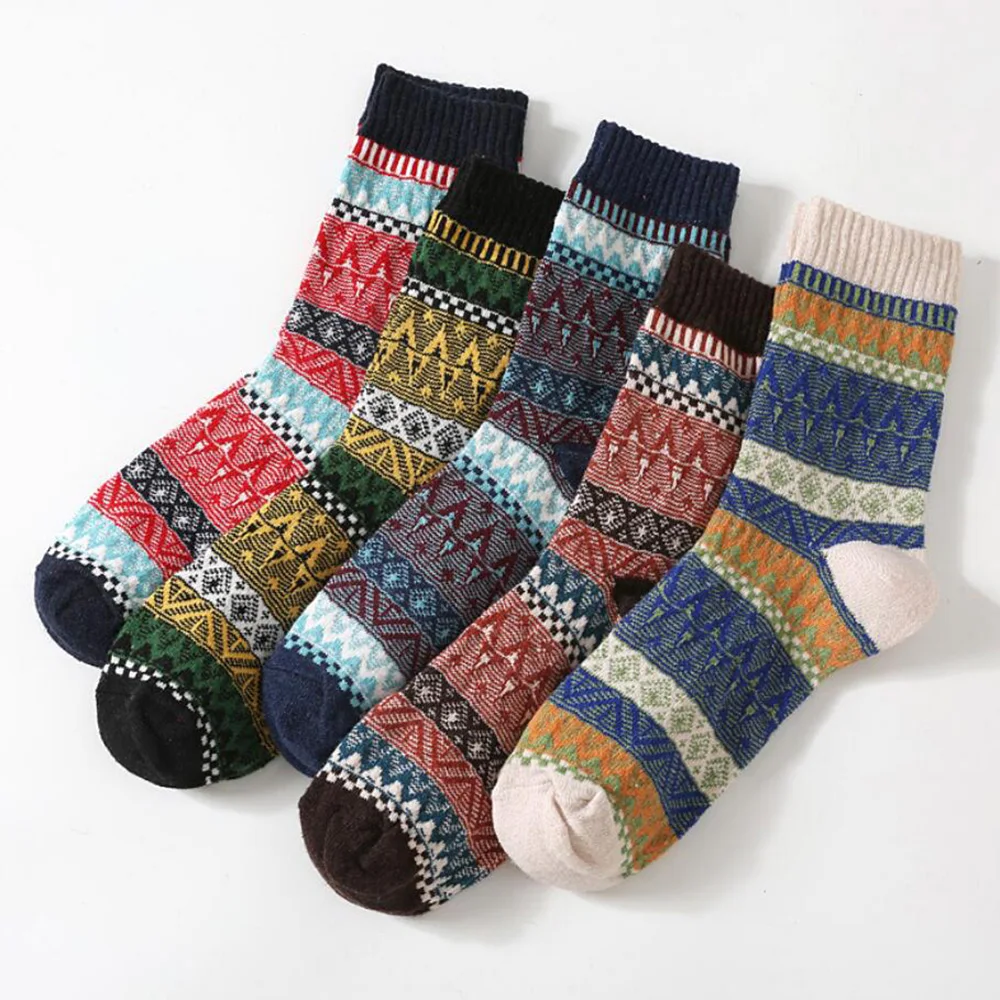 

5 пар, мужские зимние носки из шерсти и хлопка