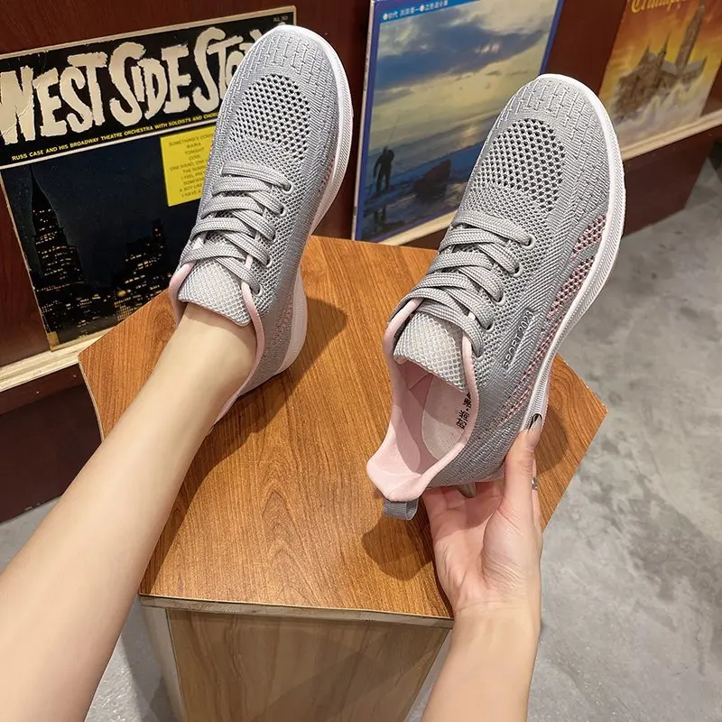 

BLWBYL Women Mesh Casual Sports Sneakers Light Soft Flat Shoes Breathable Plus Size Footwear Pink 2021 NEW
