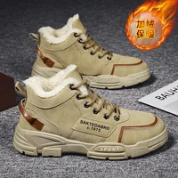 winter new style mens plus cotton martin boots trendy warm middle cut cotton boots casual outdoor mens tooling boots