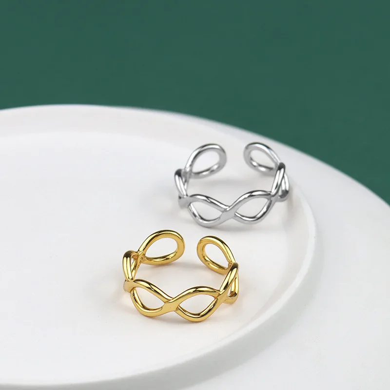

Trendy 925 Sterling Silver Oval Hollowout Rings for Women Couples Vintage Handmade Twisted Geometric Finger Jewelry Party Gifts