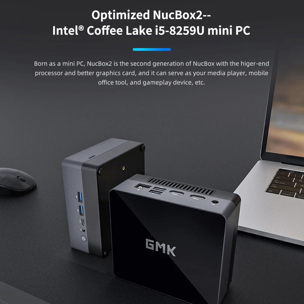 Мини ПК Nucbox2 Windows 10 Intel I5 8259U DDR4 8 ГБ ОЗУ 256 Гб SSD Двойной Wi Fi Bluetooth 1000M LAN мини компьютер