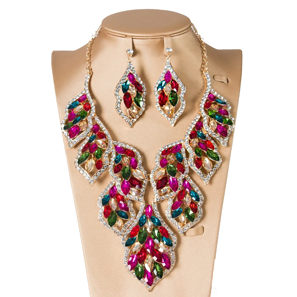 Роскошный золотой сет Дубай ювелирные наборы для женщин большой ожерелье серьги