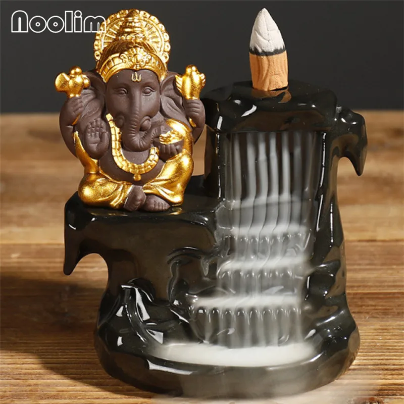 Курильница для благовоний Ganesha керамическая подставка в форме слона водопад