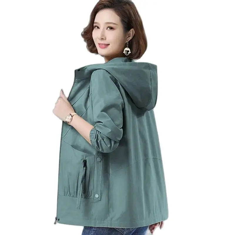 

New 2022 Women's Jacket Mid Long Spring Autumn Chic Short Female Outerwear Zipper Big Pocket Ladies Fashion Tooling Coats
