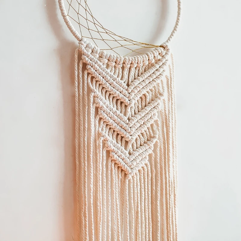

Bohemian Crystal Stone Dream Catcher Handmade Dreamcatcher Macrame Cotton Woven Wall Hanging Boho Decor