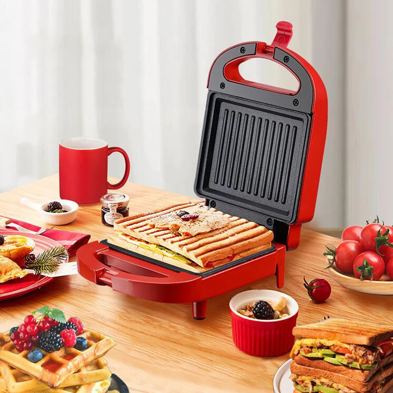 Verkaufen Multifunktionale 650W Elektrische Sandwich Maker Frühstück Maschine Ei Kuchen Ofen Sandwichera Elektrische Waffeleisen Toaster Maschine