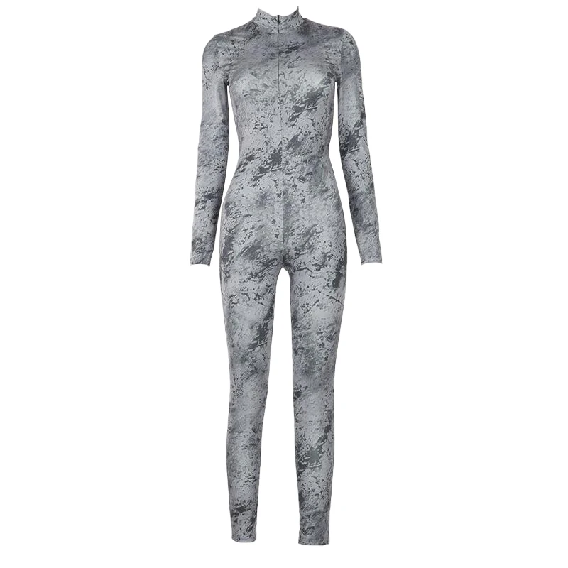 

Hawthaw Women Autumn Winter Long Sleeve Bodycon Soild Clor Zipper Slim Jumpsuit Romper Playsuit 2020 Fall Clothes Streetwear