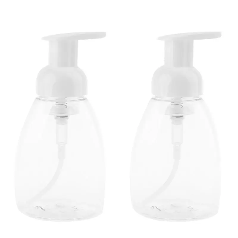 

2pcs 250ml Clear Foaming Bottle Bubble Refillable Soap Sanitizer Dispenser Pump Cosmetic Shampoo Lotion Containers Bathroom