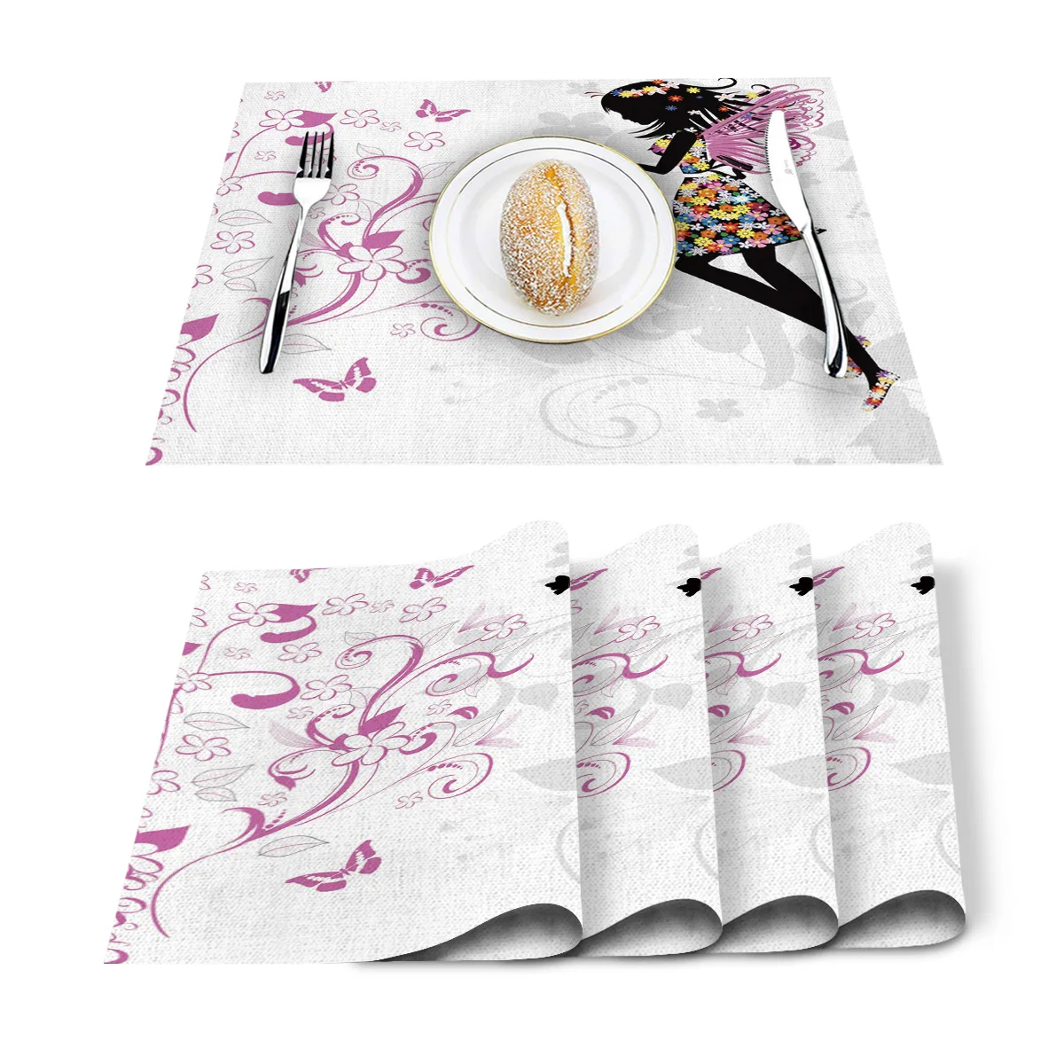 Flower And Girl Pattern Table Mat Kitchen Decoration Placemat Napkin For Wedding Dining Accessories | Дом и сад