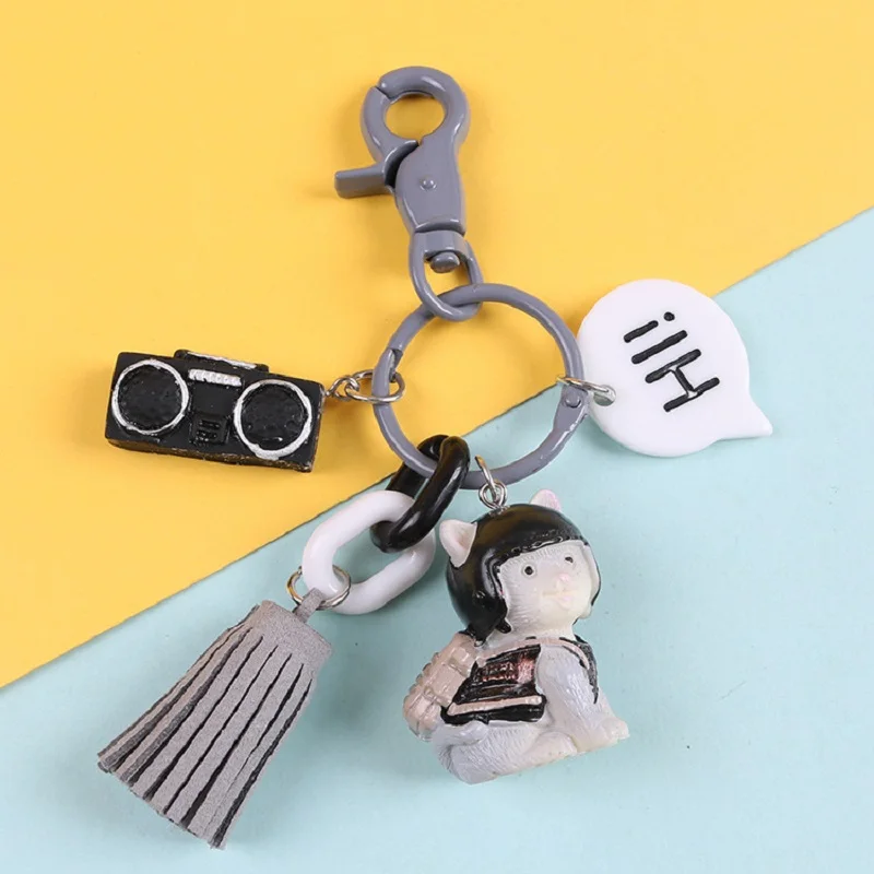 

New Style Cartoon Puppy Resin Key Chain Lovely Airpods Accessories Bag Pendant Keychain Student Delicacy Gift Trinket Keyring