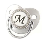 Соска-пустышка для новорожденных с инициалами 26 названий, серебро детская Силиконовая пустышка, без БФА