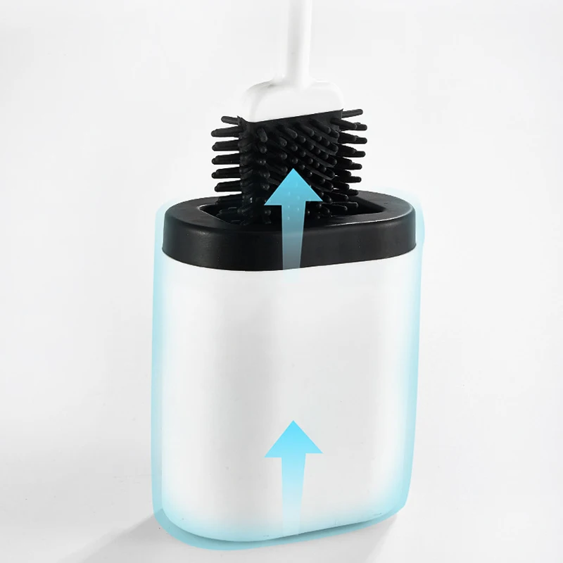

Silicone Toilet Brush with Wall Mounted Holder,TPR Soft Flexible Bristles Brushes,Bathroom