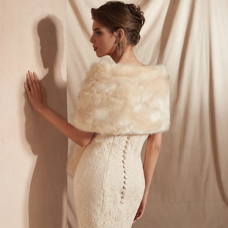 Женская меховая накидка цвета шампанского свадебное болеро из искусственного