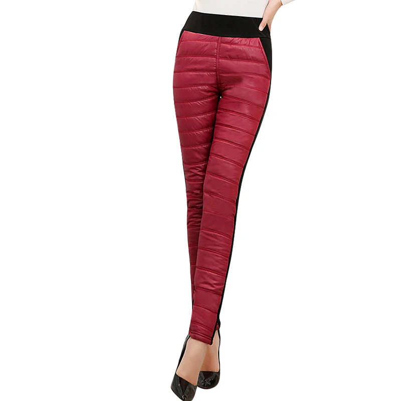 

Cotday Cotton Winter Warm 2021 Thickening Double Sided Down Cotton Lady Trousers Velvet Pencil Pants Women High Waist Casual
