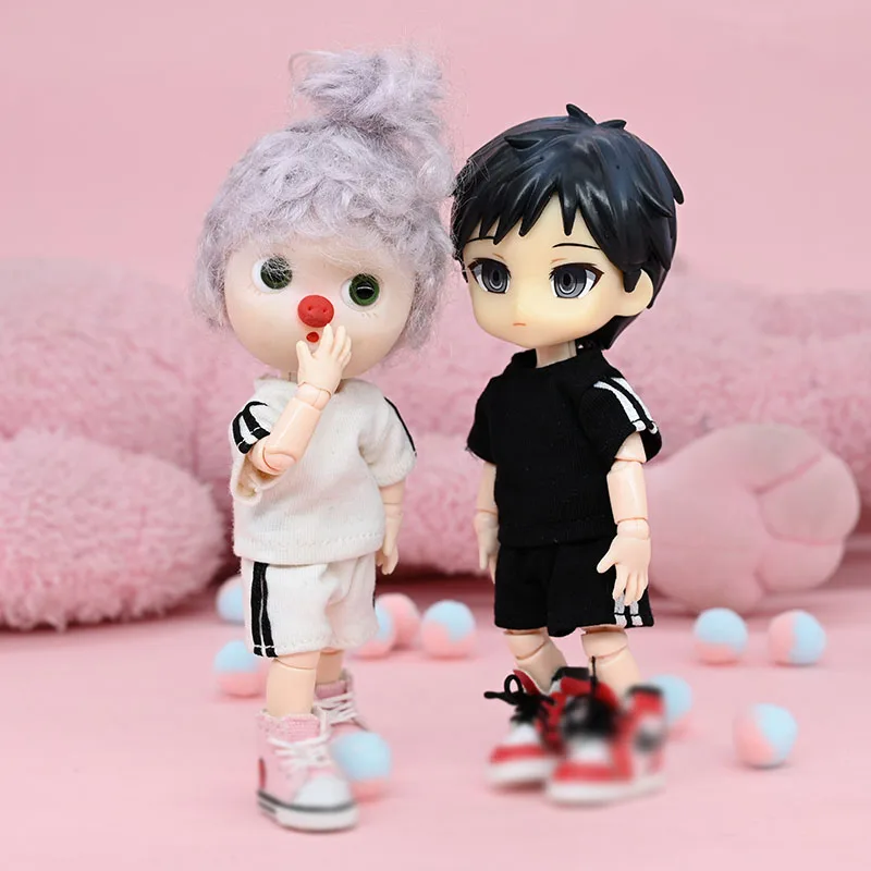 

Ob11 baby DRESS GSC dress 1/12 BJD short sleeve sister head Molly Clay doll DDF doll clothes suit t-shirt+pant