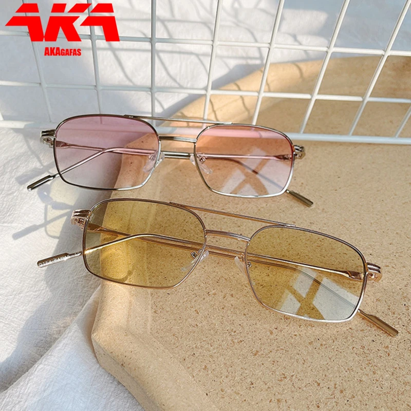 

AKAgafas Vintage Sunglasses Women Metal Small Women Sun Glasses 2021 Brand Designer Sunglasses for Women New Ocean Lens Okulary