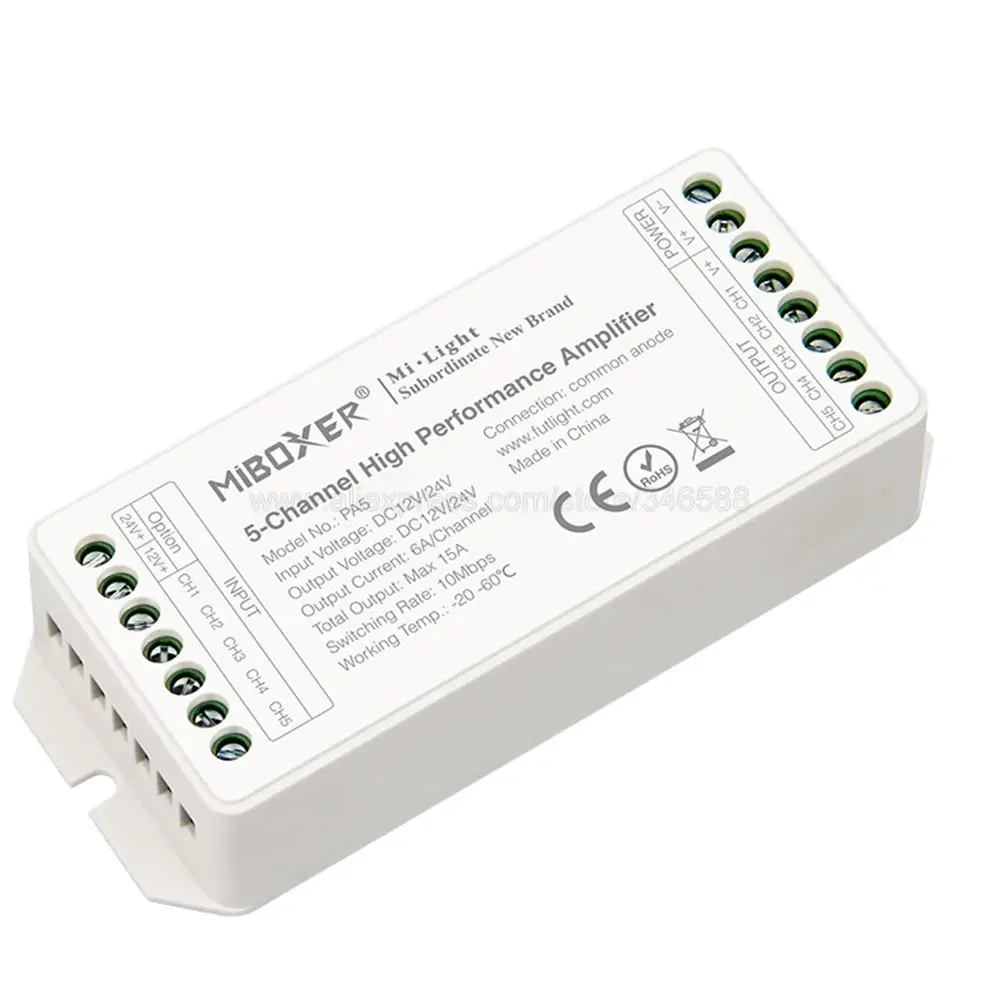 Miboxer PA5 DC12V 24V Max. 15A 5 Channle 6A/CH высокопроизводительный светодиодный Усилитель