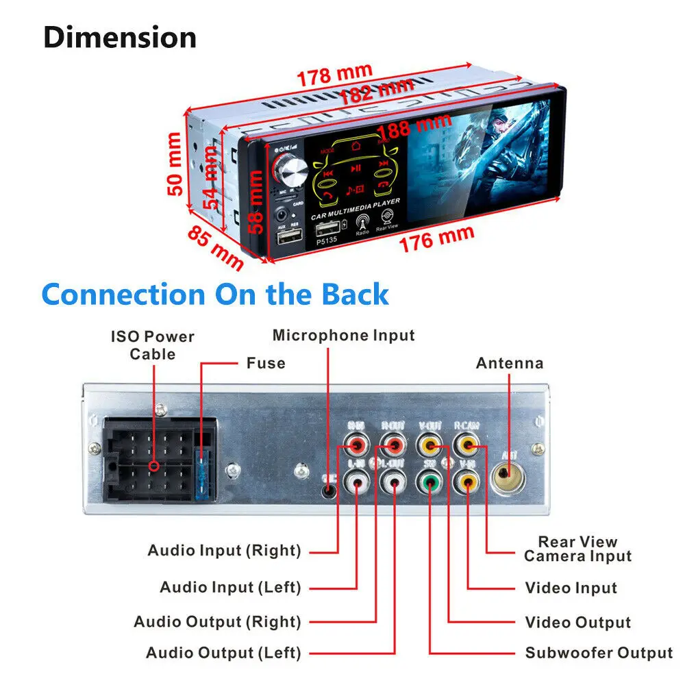 Автомагнитола P5135 стерео система с поддержкой Bluetooth сенсорным экраном 4 1 дюйма